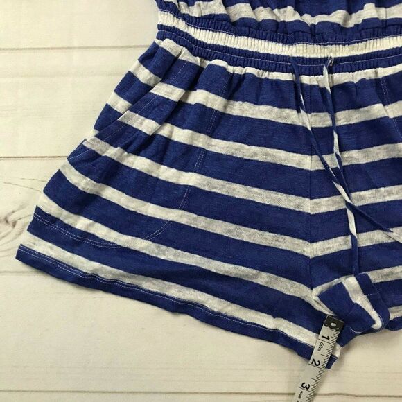 C&C California Womens Blue White Striped Strapless One Piece Romper Size Large - Picture 3 of 10
